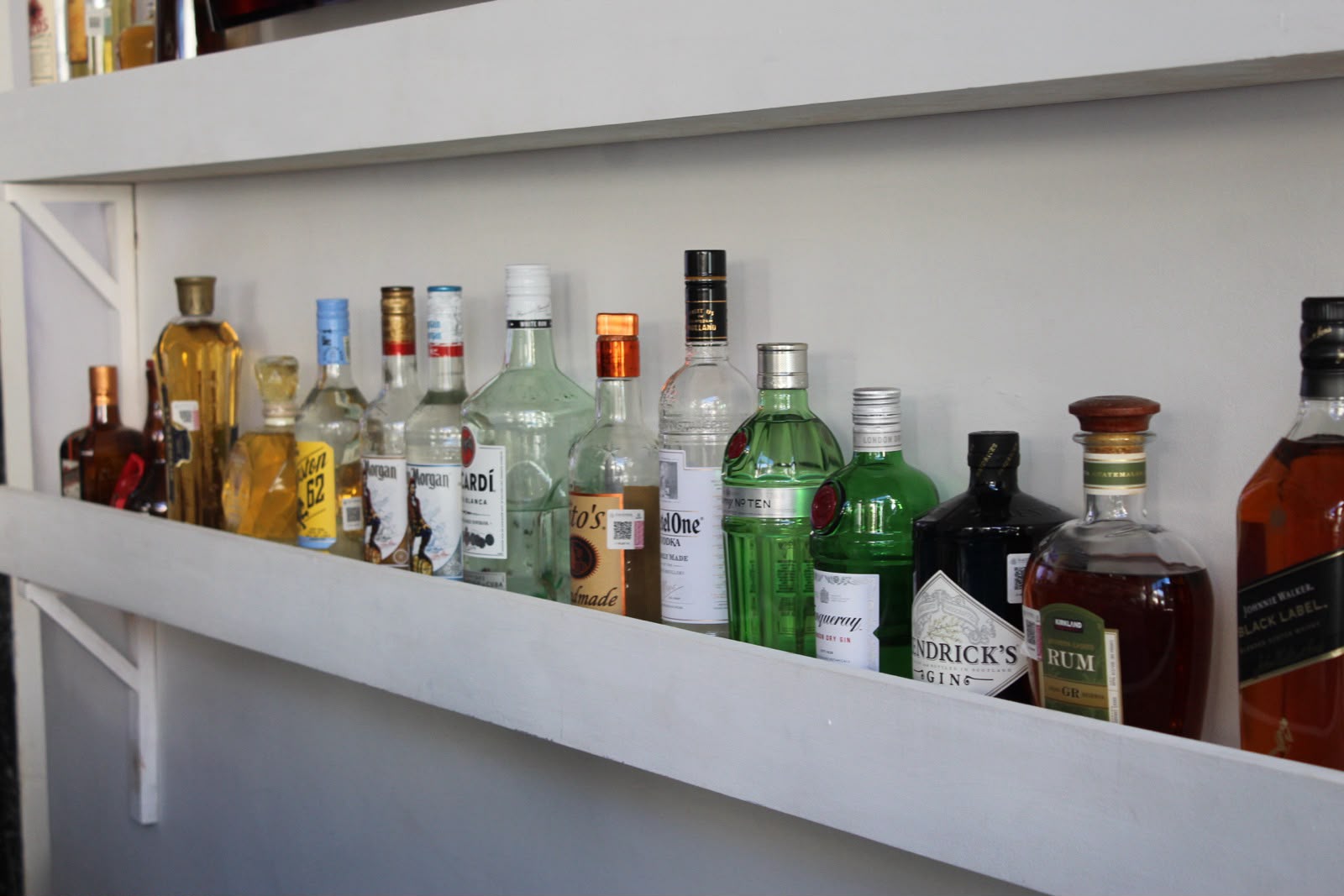 The premium bottle shelf at the Sr. Doggies bar