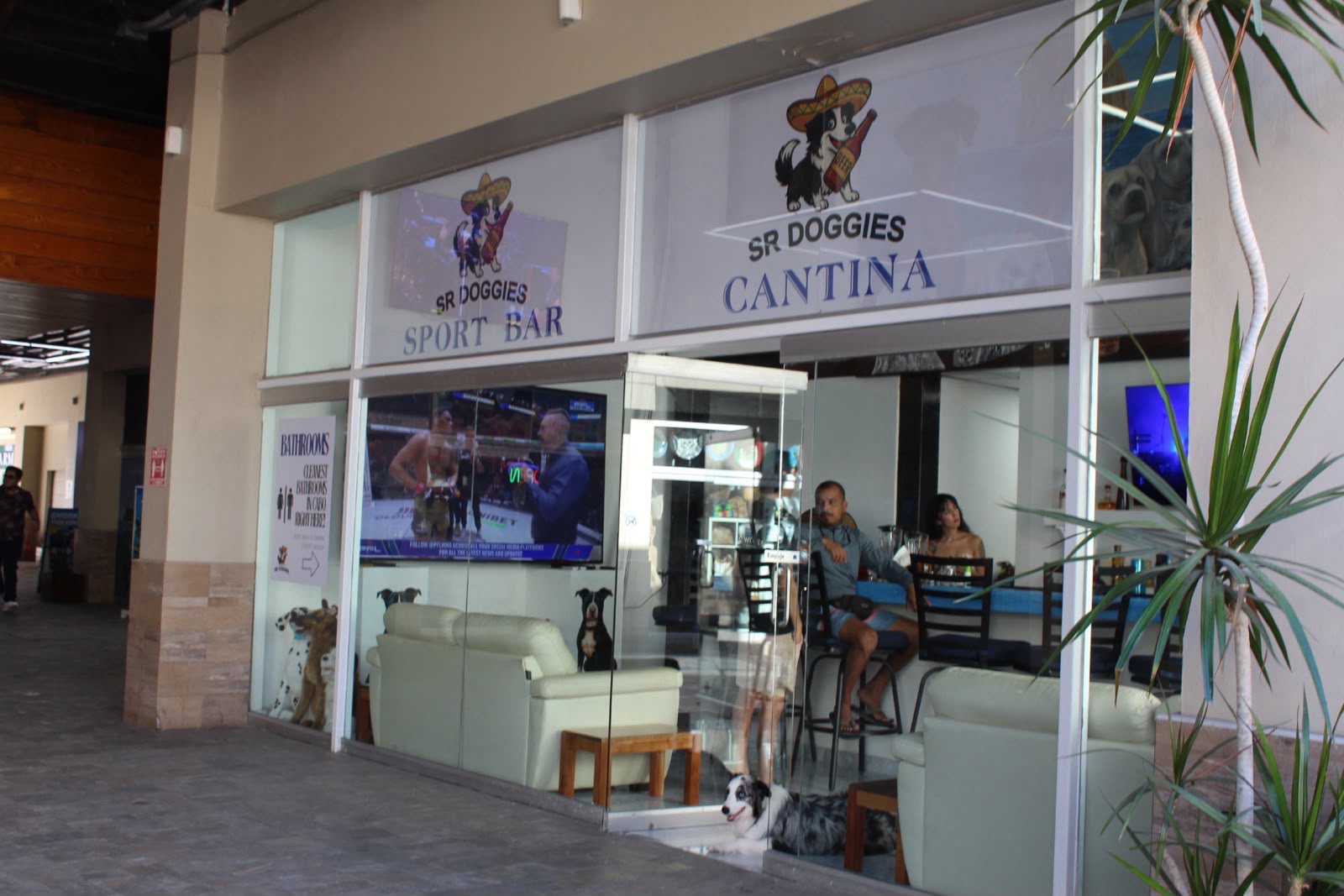 Sr. Doggies Sport Bar and Cantina storefront on the Cabo marina